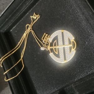 925S.S GOLD PLATE GORGEOUS DIAMOND NECKLACE.